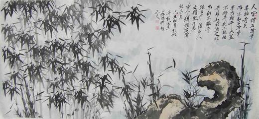 南京花鳥(niǎo)畫(huà)協(xié)會(huì)理事何飛鴻繪六尺整張竹石圖取自本人真跡假一倍十 低價(jià)拍只為宣傳